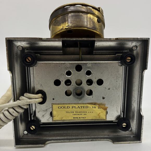 Vtg Italy Rotary Dial Telephone 18K Gold Plated Marble Vimodrone Square Phone - Picture 10 of 12